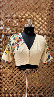 Beige Mirror Work Blouse