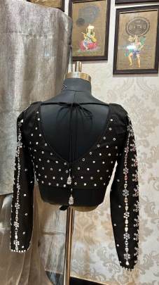 Black Mirror Work Saree with blouse