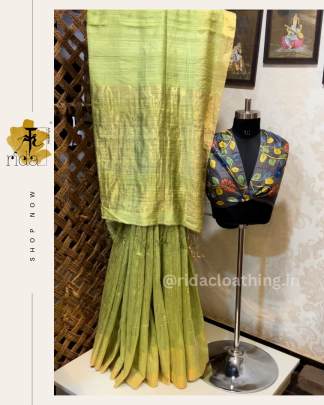 Muslin   Matka Silk Saree with Tussar Silk Blouse