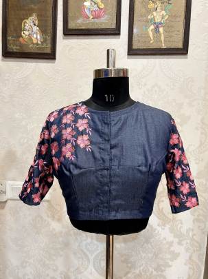 Machine embroidery  denim blouse 