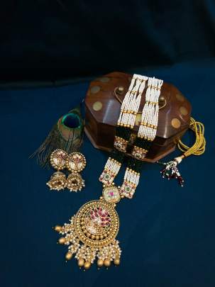 Rajwadi long neckpiece  set