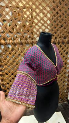 Tissue Muslin Saree with Linen Fabric blouse
